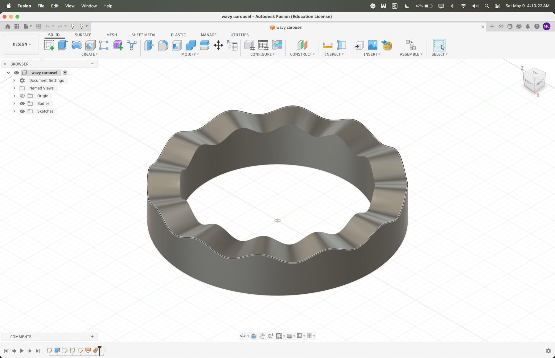Fusion 360 model of the wavy base