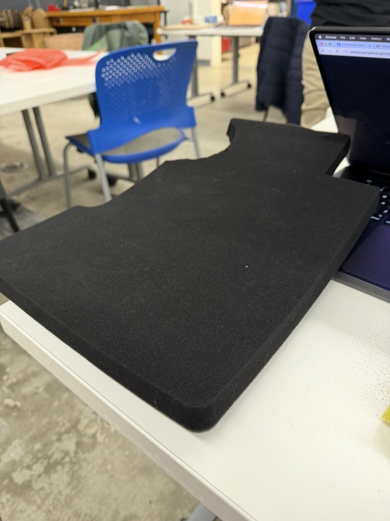 Black foam pad considered for the capacitive weight sensor