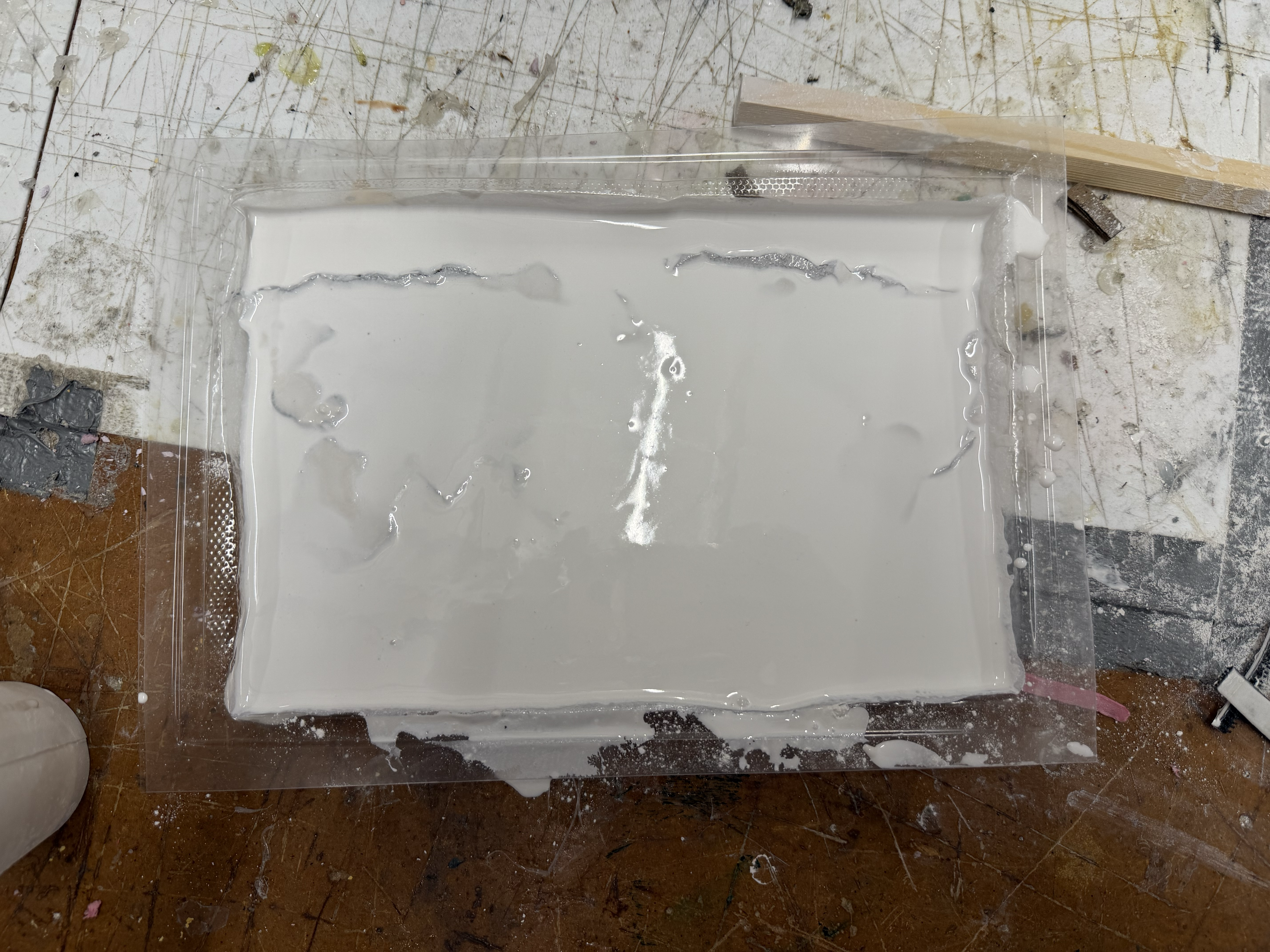Filled up the mold with 2:1 plaster to water solution