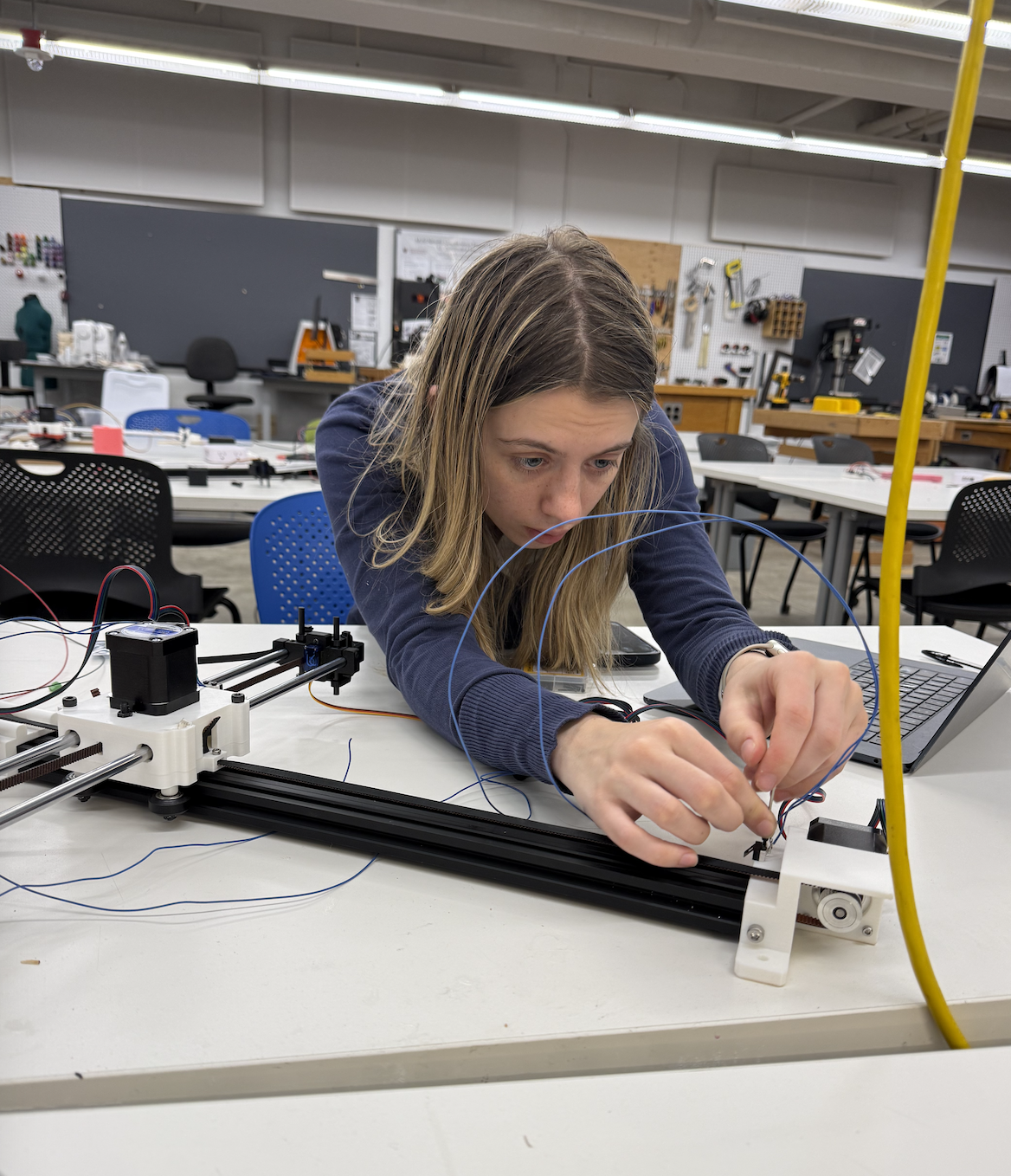 Jolana assembling the plotter axis