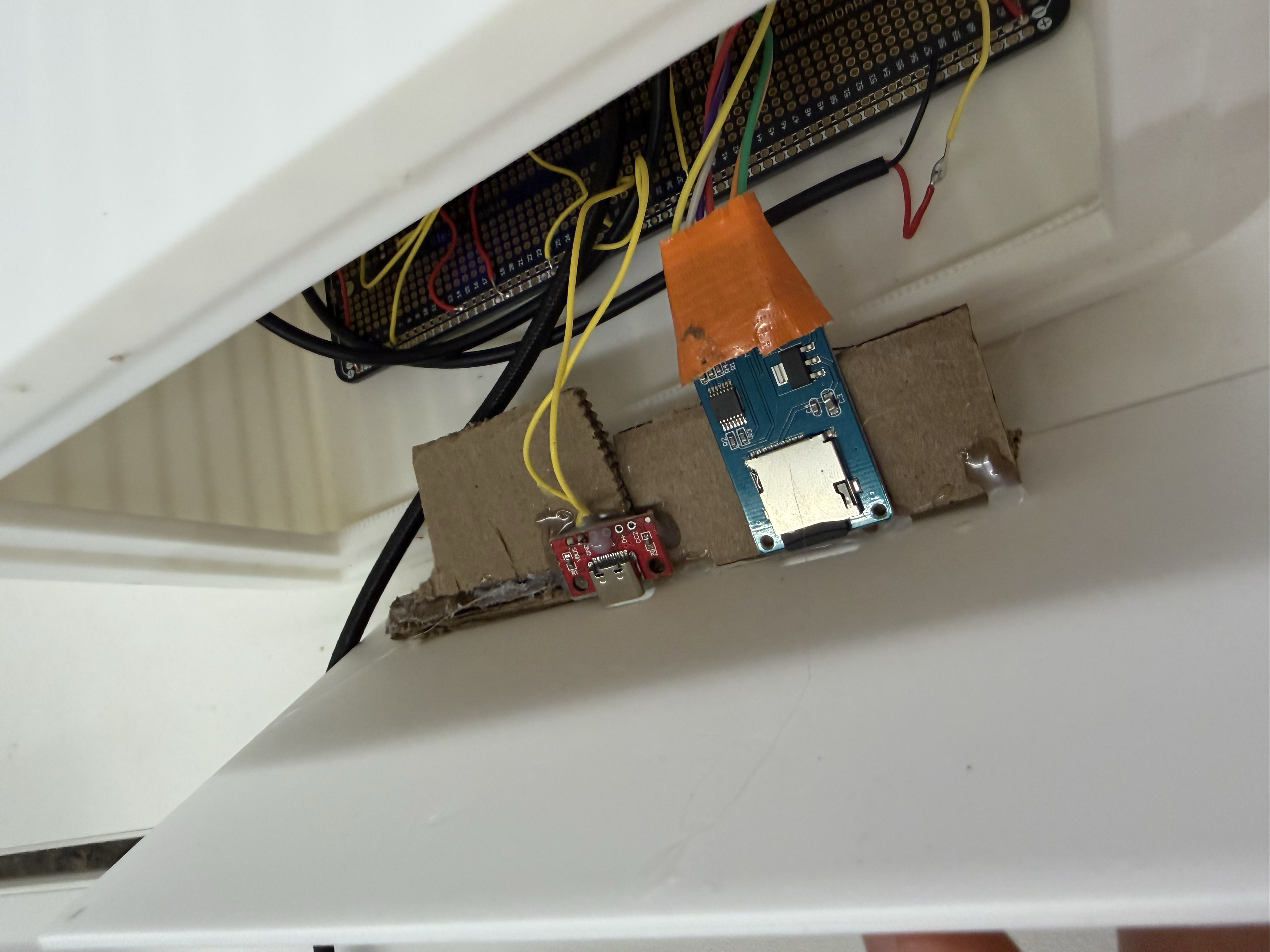 Cardboard positioning structure for the USB-C and SD card ports