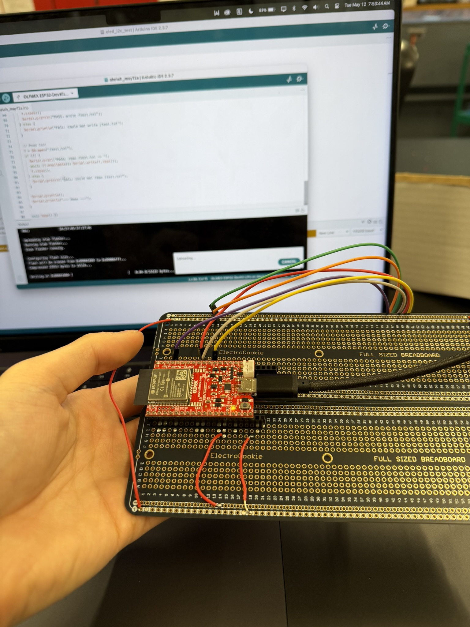 Testing the protoboard after wiring changes